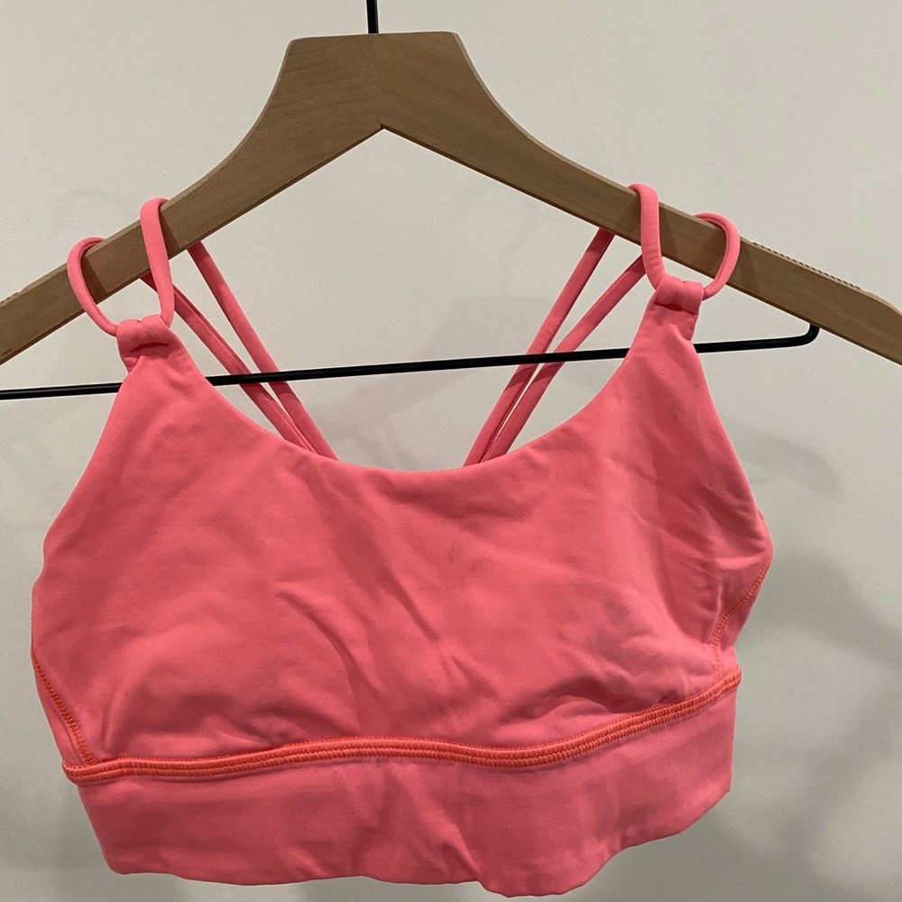 Salmon-pink lululemon sports bra